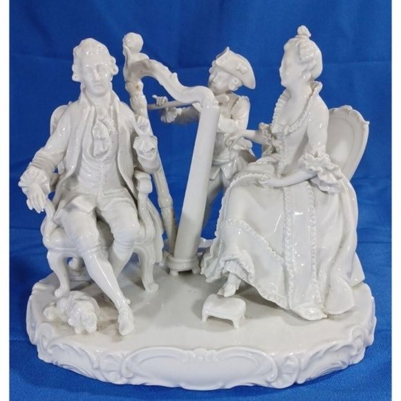 German Blanc De Chine Antique UNTERWEISSBACH Musician Porcelain Sculpture Statue - Picture 2 of 12